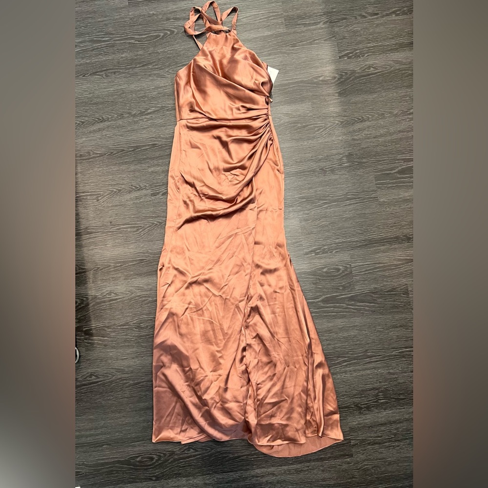 Fallon Satin Dress- Desert Rose